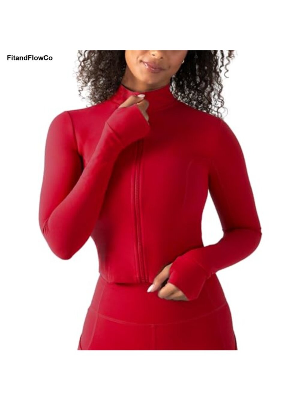 UltraLuxe Cropped Full Zip Active Jacket 4-Way Stretch Thumbholes